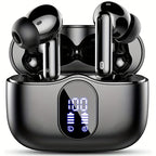 Auriculares Bluetooth | Auriculares inalámbricos 5.3 con estéreo de graves profundos, 36 horas de reproducción y estuche de carga LED, micrófonos