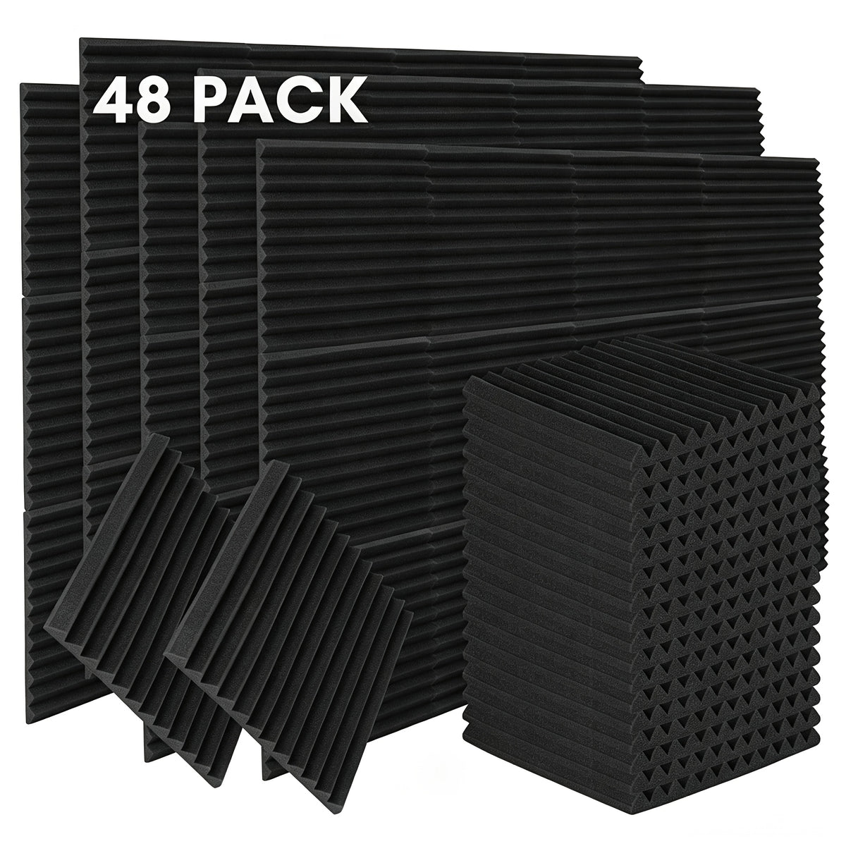 24/48/72 piezas Paneles Acústicos, 30x30x2.5 cm, Espuma 3D para Aislamiento Acústico, Paneles de Espuma Autoadhesivos para Absorción de Sonido, Reducción de Eco en Hogar, Oficina, Estudio de Podcast, Espuma para Aislamiento Acústico variant