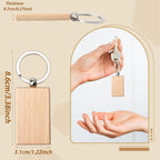 24/50/100 piezas de llaveros cuadrados de madera en blanco | Llaveros de madera sin terminar de alta calidad, etiquetas para grabado láser, discos pre-perforados, adornos hechos a mano, perfectos para proyectos, regalos de tallado en madera