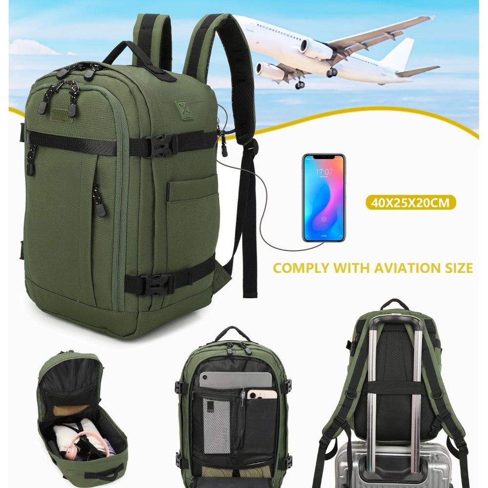 Mochila de cabina 40 x 20 x 25 cm (20 L) | Mochila ideal para viajes en avión | Mochila de cabina para hombre y mujer para el trabajo, viajes, senderismo y escuela