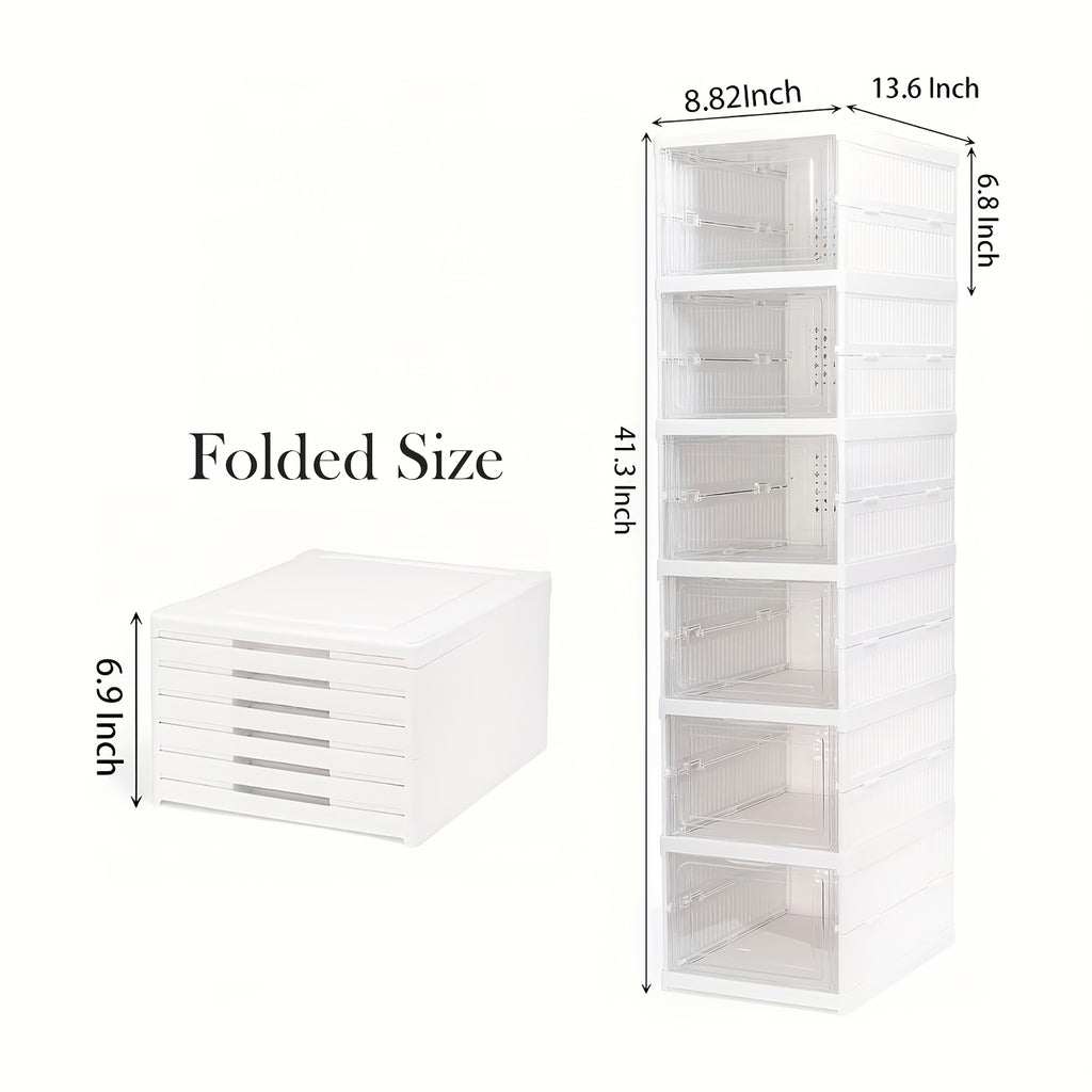 Cajas de Zapatos Apilables, Contenedores de Almacenamiento de Zapatos de Plástico Engrosado de 6 y 9 Niveles – Estante de Zapatos Plegable y Colapsable con Diseño de Tapa Abatible, No Requiere Montaje, Diseño Vertical Ahorrador de Espacio, Adecuado para Z