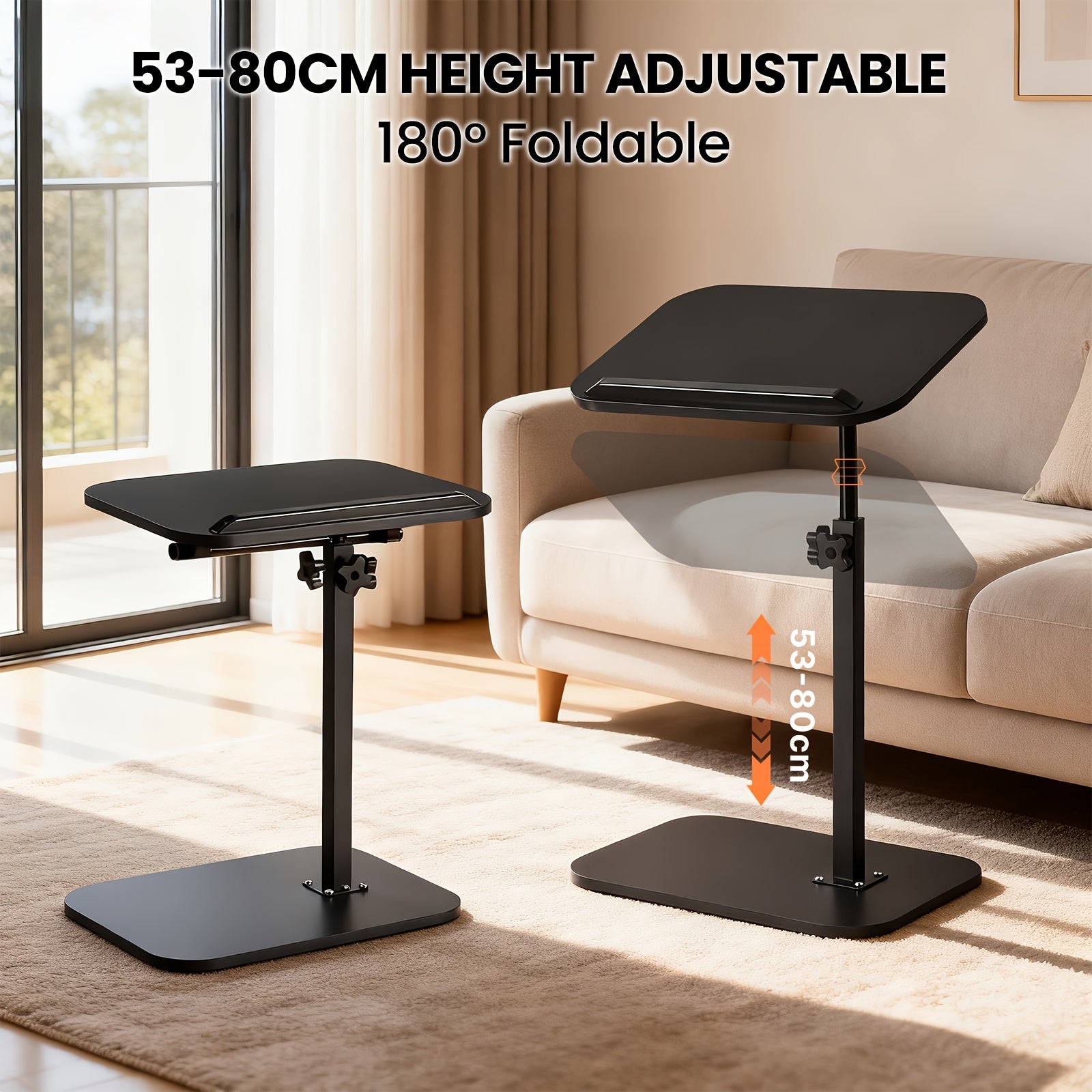 Escritorio | Escritorio de Oficina en Forma de C con Altura Ajustable y Estación de Trabajo Giratoria 360° - Mesa Compacta Ahorradora de Espacio