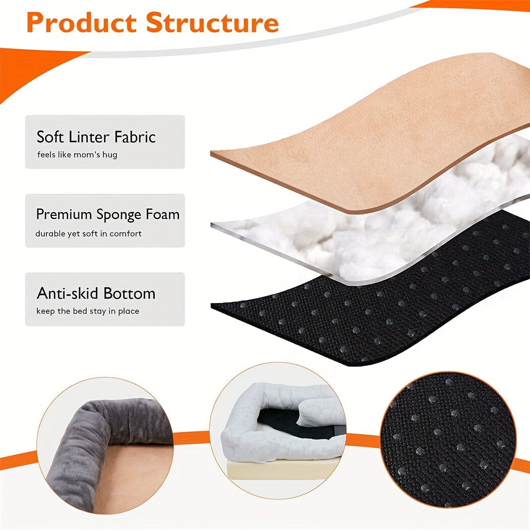 Cama para perros | Cama para perros de espuma viscoelástica L/XL/XXL/XXXL, sofá ortopédico y para mascotas, cojín con respaldo lavable con