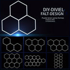 Luz de Garaje Hexagonal - Diseño Semi-Empotrado de 14 Agujeros, Marco Rectangular con Estructura de Panal LED, 6500K para Taller, Gimnasio, Peluquería, Oficina y Iluminación de Juegos
