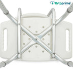Silla de Ducha Antideslizante con Respaldo Extraíble - Asiento Ergonómico Ajustable y Ligero, Estructura de Aluminio Ligera y Asiento de PVC Antideslizante e Hipoalergénico, Adaptable como Silla o Taburete, Estabilidad, Seguridad y Confort Durante el Baño