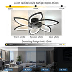 Ventilador de techo con iluminación para dormitorio y sala de estar | 66W y control remoto