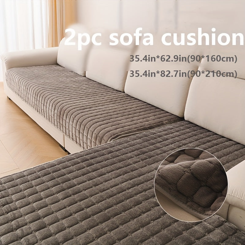 2 Piezas de Fundas Elegantes para Sofá Acolchadas en Franela - Protectores Muebles Suaves y Duraderos, Para Todo Clima, Amigables con las Mascotas, Lavable a Máquina para Sala, Dormitorio u Oficina | Textura Acolchada | Tapicería suave