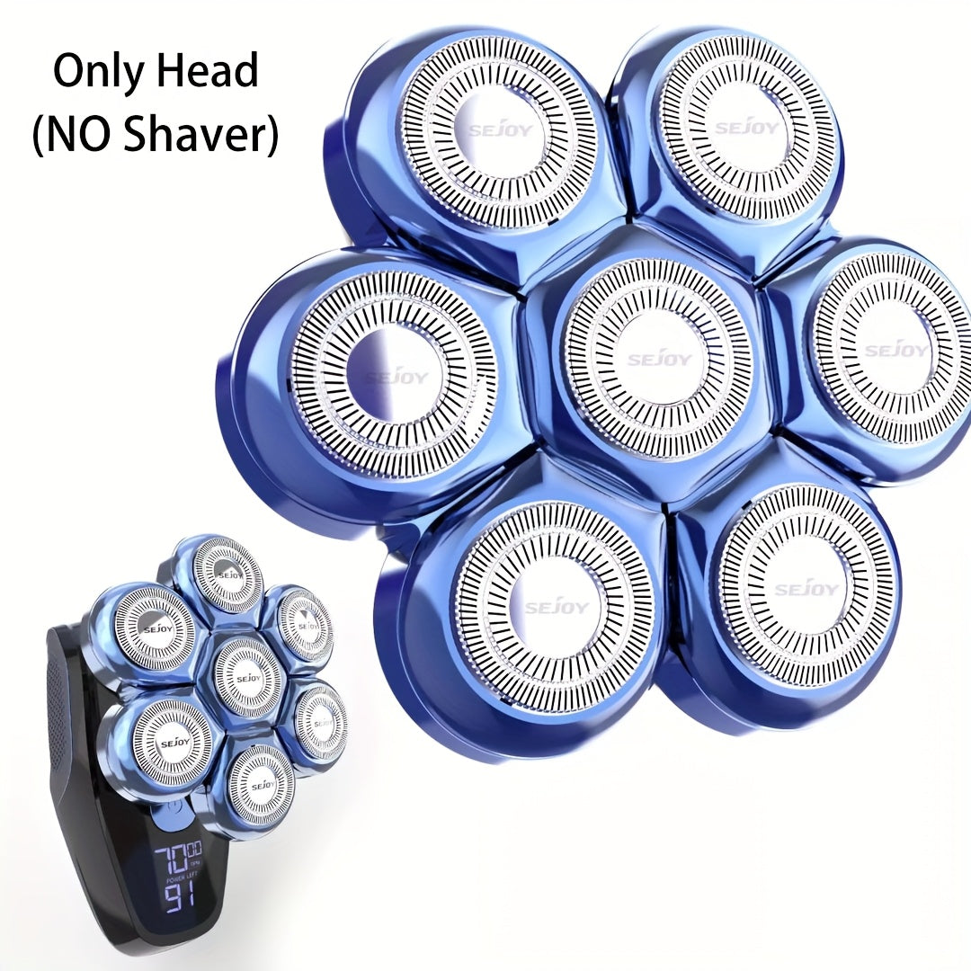 Afeitadora de Cabeza para Hombres Calvos, 7D Impermeable para Uso en Seco/Húmedo, Inalámbrica, Recargable Tipo-C, Kit de Afeitado Eléctrico 5 en 1, con Recortadora de Vello Nasal, Afeitadora Rotativa para Hombres, el Mejor Regalo