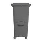 Papelera de reciclaje de clasificación selectiva con pedal. ruedas y asa de doble 38/42L