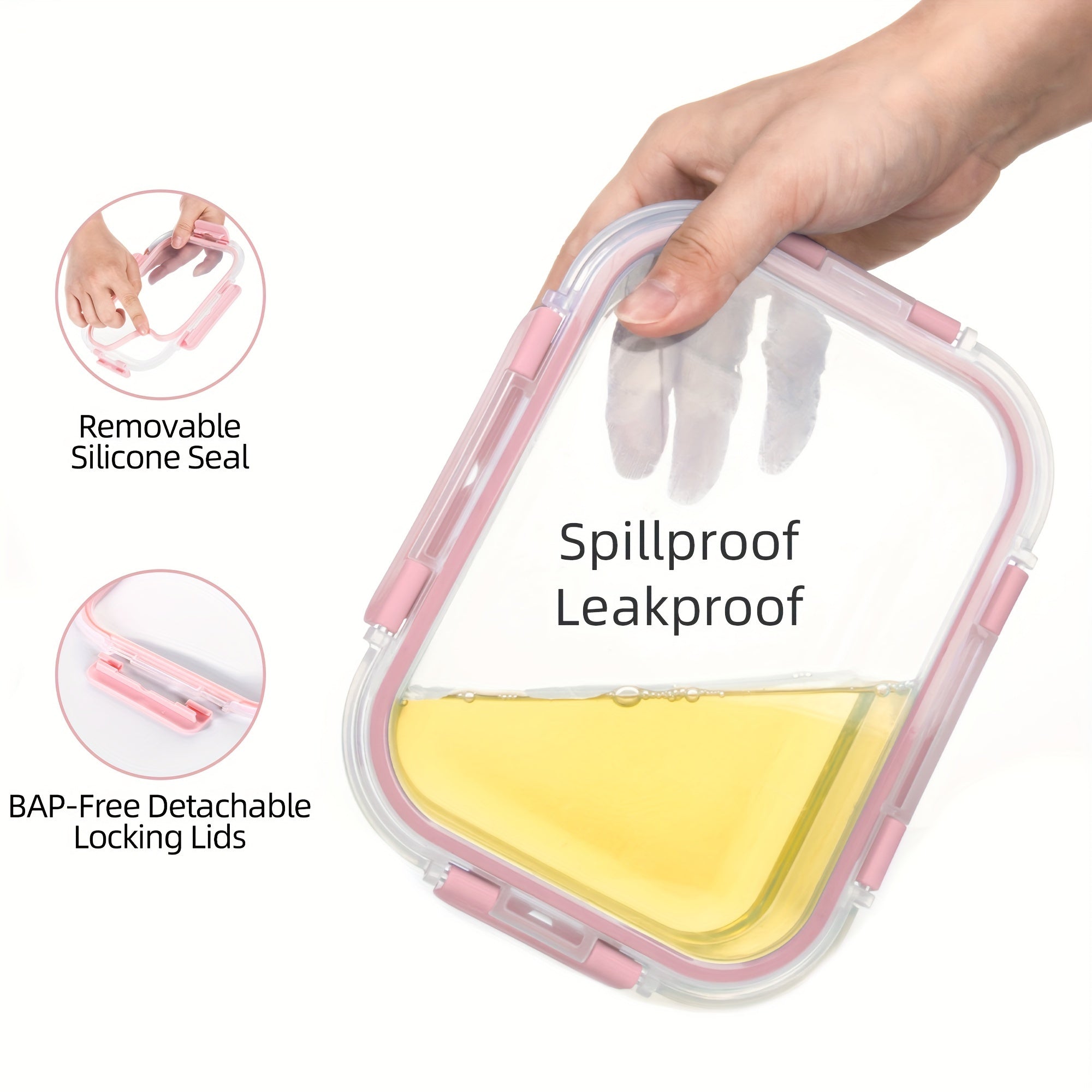 12 Paquete de Contenedores de Vidrio para Alimentos con Tapas Herméticas de Cierre a Presión - Contenedores Rectangulares para Preparación de Comidas, Aptos para Microondas y Lavavajillas, Diseño Apilable y Ahorrador de Espacio para Almacenamiento de Alim