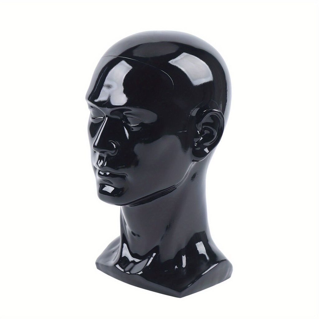 Cabeza de maniquí de PVC, maniquí de cabeza, maniquí de cabeza, exhibición de cabeza para pelucas, cascos, sombreros y joyas, negro, ventana de tienda, cabeza masculina, maniquí de cabeza, modelo masculino, cabeza de PVC de 50 cm, maniquí de cabeza para p