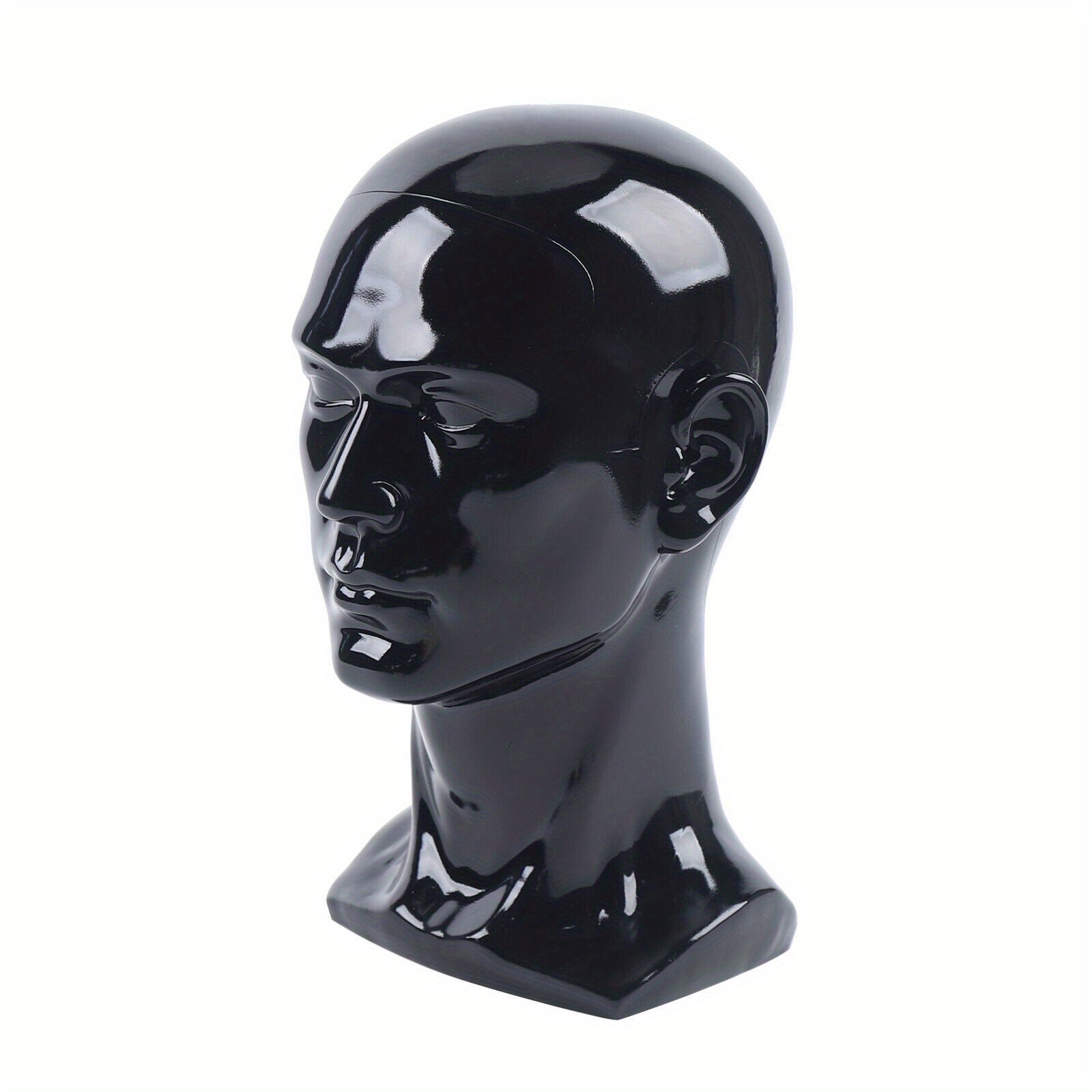 Cabeza de maniquí de PVC, maniquí de cabeza, maniquí de cabeza, exhibición de cabeza para pelucas, cascos, sombreros y joyas, negro, ventana de tienda, cabeza masculina, maniquí de cabeza, modelo masculino, cabeza de PVC de 50 cm, maniquí de cabeza para p