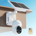Cámara de seguridad 4G 4MP con energía solar [Sin conexión Wifi] con batería grande de 10000Mah, PTZ de 360°, visión nocturna a color, detección humanoid de IA, alarma de luz y sonido, audio bidireccional, almacenamiento en la nube/local, adecuada para pa