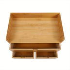 Organizador de escritorio, Organizador de escritorio de bambú con cajón, Caja de escritorio de bambú, Adecuado para guardar diversas cosas de necesidades diarias en habitaciones, oficinas, etc. (3 cajones)