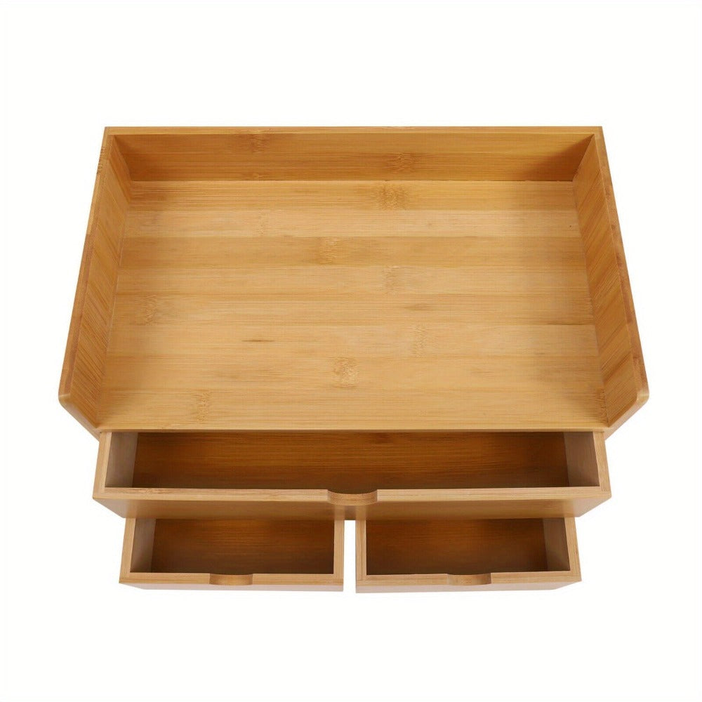 Organizador de escritorio, Organizador de escritorio de bambú con cajón, Caja de escritorio de bambú, Adecuado para guardar diversas cosas de necesidades diarias en habitaciones, oficinas, etc. (3 cajones)