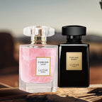 LASTAR Juego de 2 botellas de Eau de Parfum para mujer, 55 ml de perfume Shimmy Pink con delicado aroma floral, 55 ml de elegante botella negra con aroma  y especiado, fragancia de larga duración, regalos de Navidad/Año Nuevo (paquete de 2)