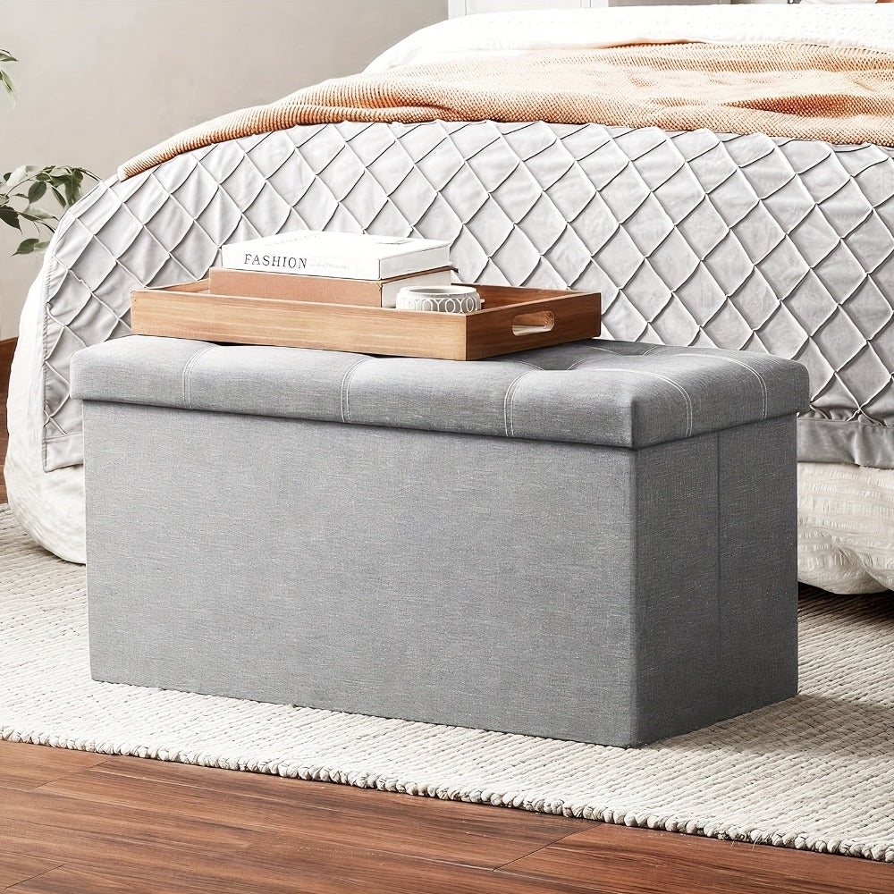 Taburete de almacenamiento plegable de tela, el material de tela es fácil de guardar y fácil de cuidar, 2 tamaños disponibles, fuerte capacidad de carga adecuada para sentarse, taburete para cambiar zapatos en el sofá, banco de almacenamiento, banco largo
