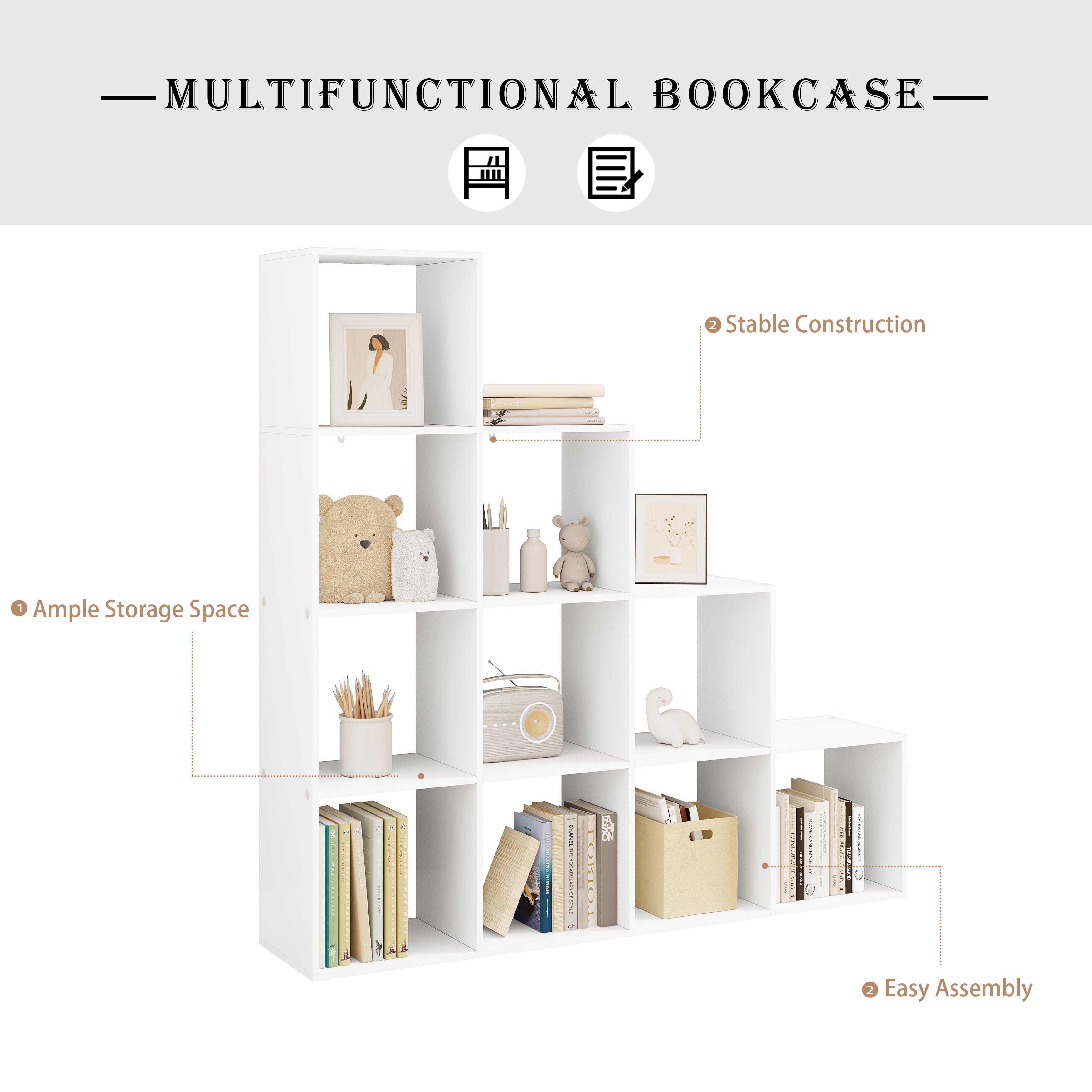 Estantería vertical 136 cm de madera | Libros decoración y almacenamiento en casa
