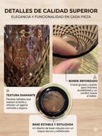 TRESV Set de 6 Vasos de Cristal 250ml | Diseño de Diamante Elegante | Aptos para Lavavajillas | Vidrio Sin Plomo para Agua y Refrescos