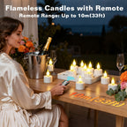 Velas de té LED sin llama con mando a distancia | Bodas, fiestas y decoración del hogar