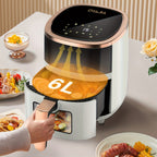 Freidora de Aire de 5.5L con Ventana Visual, 8 En 1, Pantalla Táctil, Función de Temporizador, Apto para Lavavajillas, Cocina Saludable Sin Aceite y Baja Grasa
