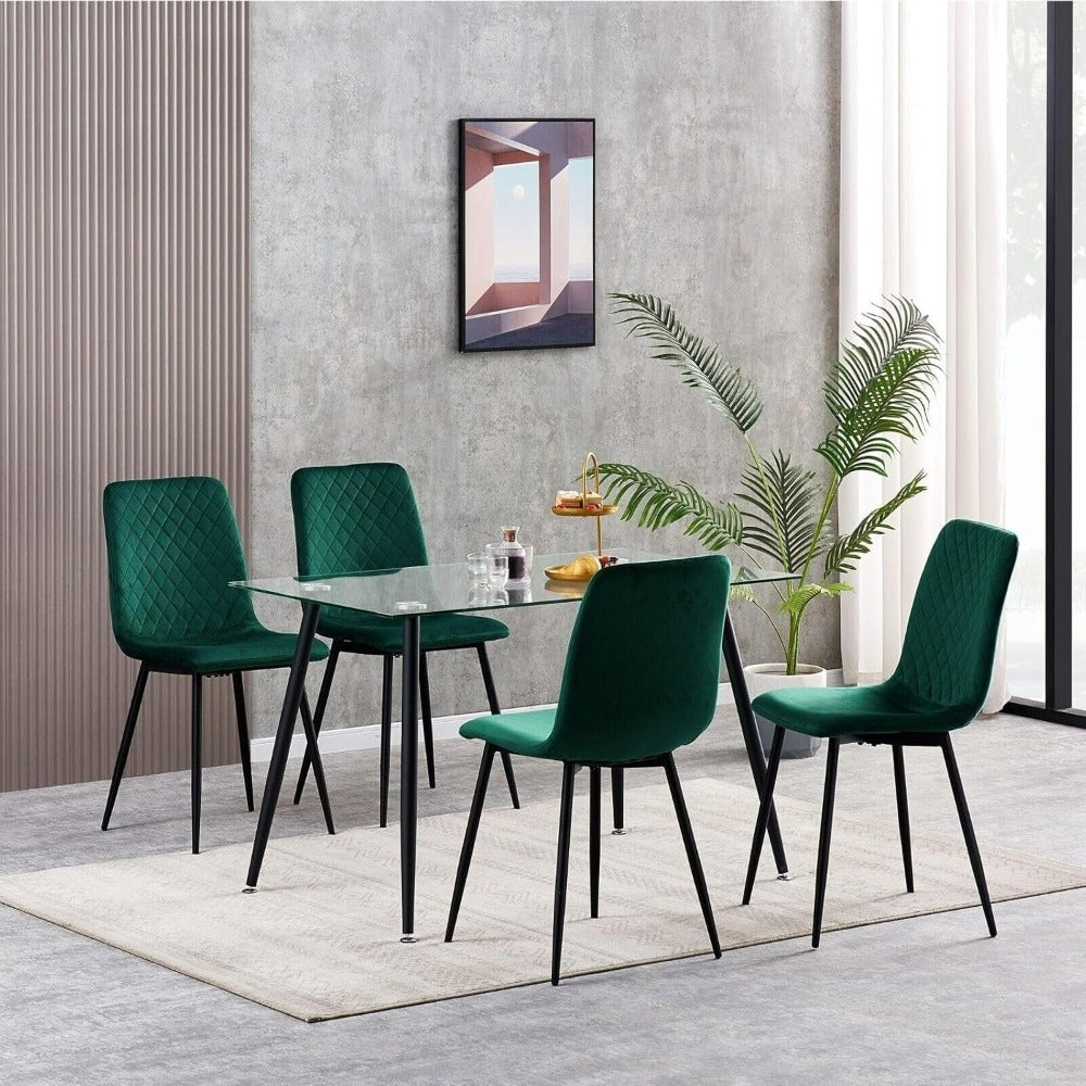 Sillas de comedor MCC Direct en conjunto de 4 piezas Hechas de terciopelo, patas de metal, sillas Lexi, sillas de diseño