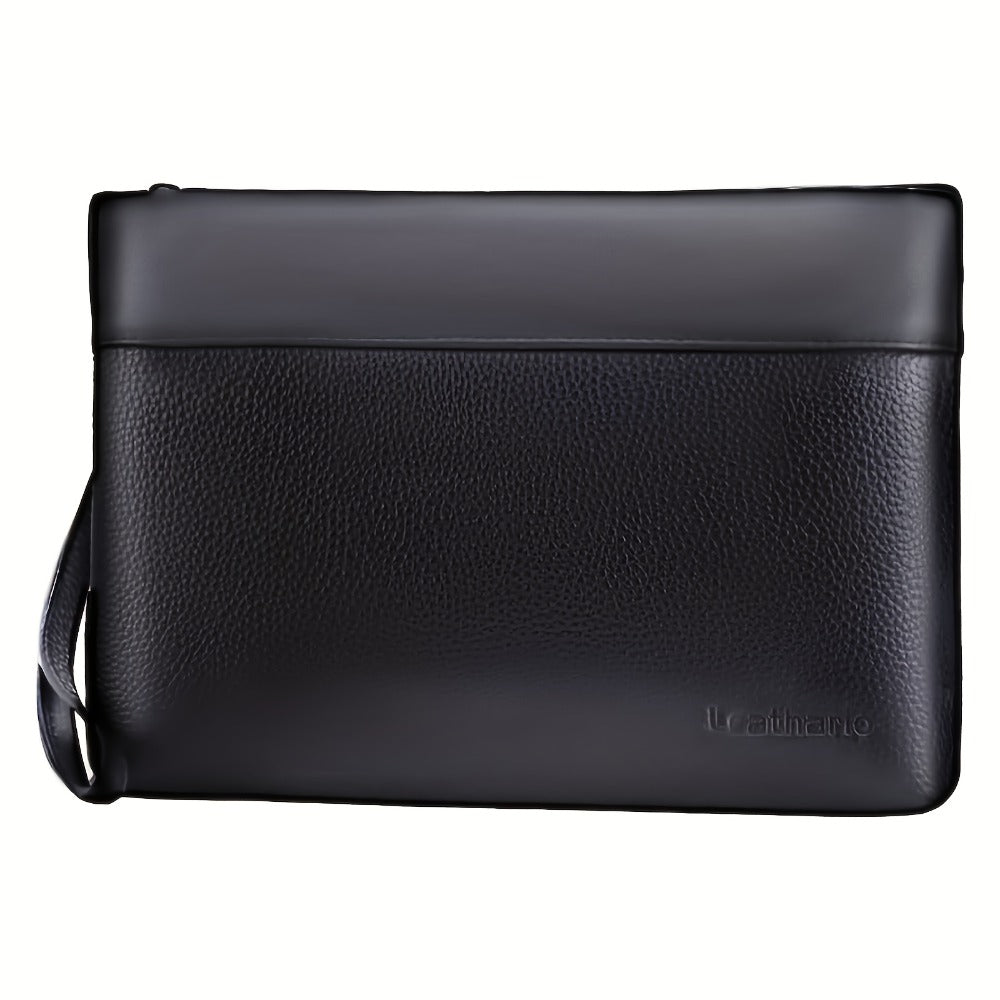 Bolso de mano de cuero para hombre Leathario, bolso tote con ranura, bolso tote pequeño con cremallera, gran capacidad para oficina, conferencias, viajes, almacén local