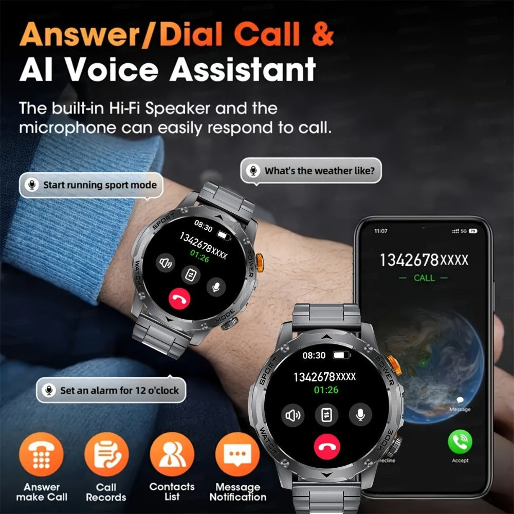 SIEMORL Smartwatch para hombre con más de 50 horas de tiempo de espera ultra largo, reloj inteligente HD de 1.7 pulgadas con batería de 1000 mAh/Función de teléfono/Más de 110 modos deportivos/Monitoreo del sueño, Reloj para hombre para iPhone Android Pod