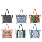 MEJORADA Bolso de playa grande con estampado bohemio, ideal para verano, con flecos de algodón, forro interior y bolsillos, 55×37×19 CM, tejido 100% poliéster