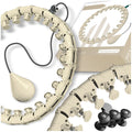 Aro de fitness inteligente adelgazante con masajeador con peso en color beige. Dispositivo de ejercicio abdominal y de cintura ajustable con carga de gravedad. Cinturón de entrenamiento modular Smart PRO+ con contador de RPM. 24 segmentos que permiten un