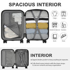 1 pieza de maleta de cabina de 20 pulgadas (55 cm) de ABS prémium con candado de combinación seguro para viajes sin esfuerzo, regreso a clases, regalo de vacaciones