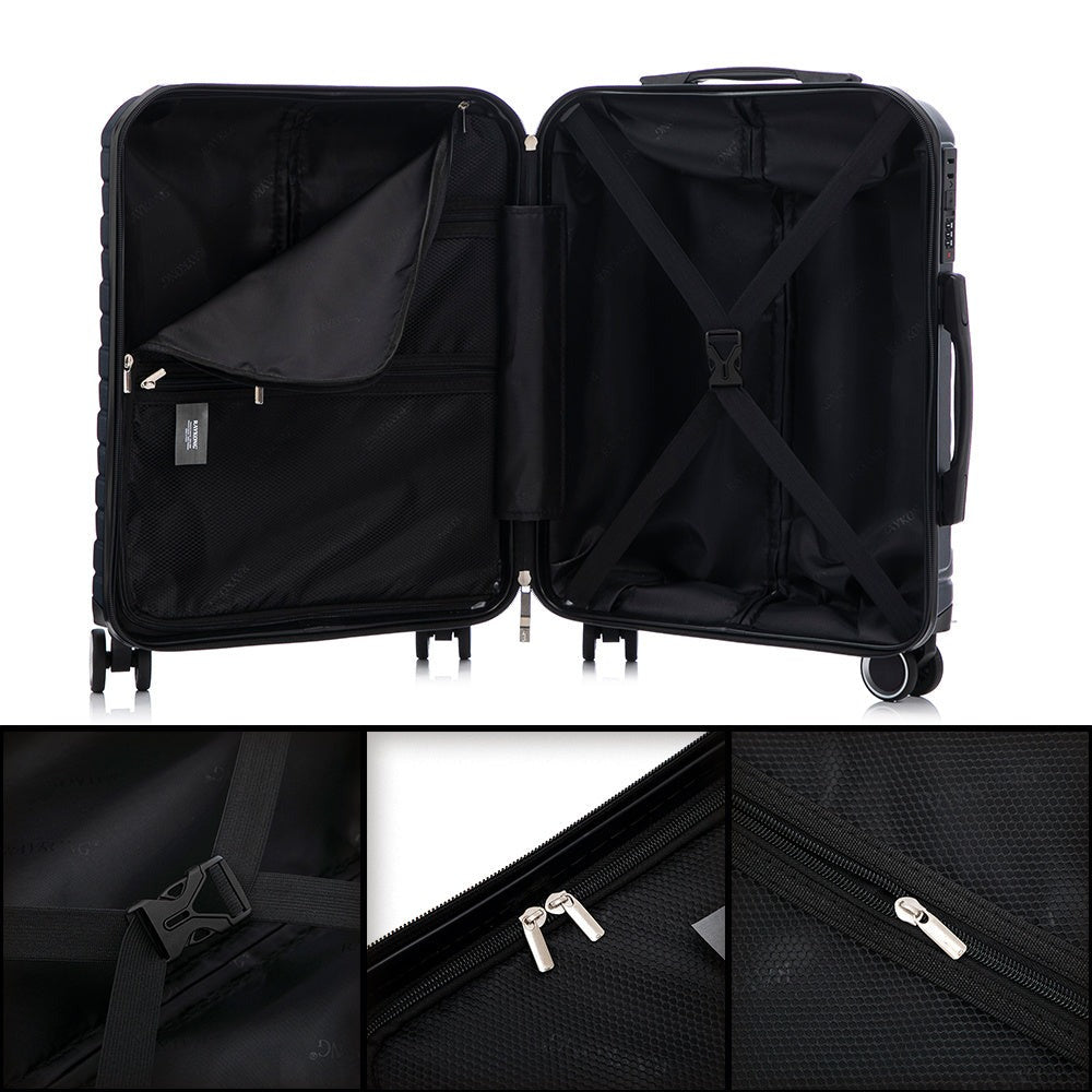 Juego de 4 Maletas 55x40x20cm ABS+Policarbonato | Maleta Mediana Expandible 66x45x27.50 - 30cm Extendido - 23kg | Neceser 29cm | Maleta Grande Expandible:75x49x31 - 33.50cm Extendido - 25kg | Semirrígida trolley 4 ruedas giratorios a 360º cierre numérico