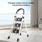 Escalera plegable de acero inoxidable, escalera portátil multifuncional, equipada con pedales anchos antideslizantes, ligera, duradera y compacta, fácil de transportar. Adecuada para el hogar, la oficina, el dormitorio, la cocina y el jardín, etc. Escenar