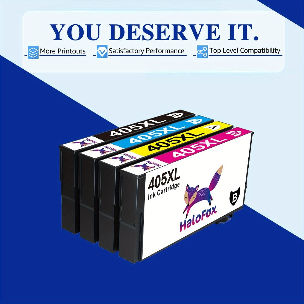 Un paquete de 10 cartuchos de tinta compatibles con la impresora Epson 405 XL, aptos para varios modelos Epson Workforce, incluyendo la EC-C 7000 Pro y la serie WF-3800