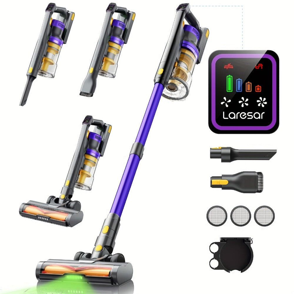 Laresar X11 Aspiradora Inalámbrica 550W/46Kpa para el hogar, Aspiradora de varilla anti-enredos de 60 minutos, Aspiradora recargable de doble mano ligera con aromaterapia para pelo de mascotas, alfombras y pisos, limpieza de primavera