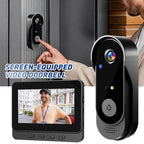 Timbre de video sin varillas con pantalla de 4.3 pulgadas, kit de cámara de seguridad para timbre sin varillas que incluye visión nocturna, intercomunicador bidireccional, grabación de imágenes y vídeo, almacenamiento ampliable con tarjeta SD, apto para v