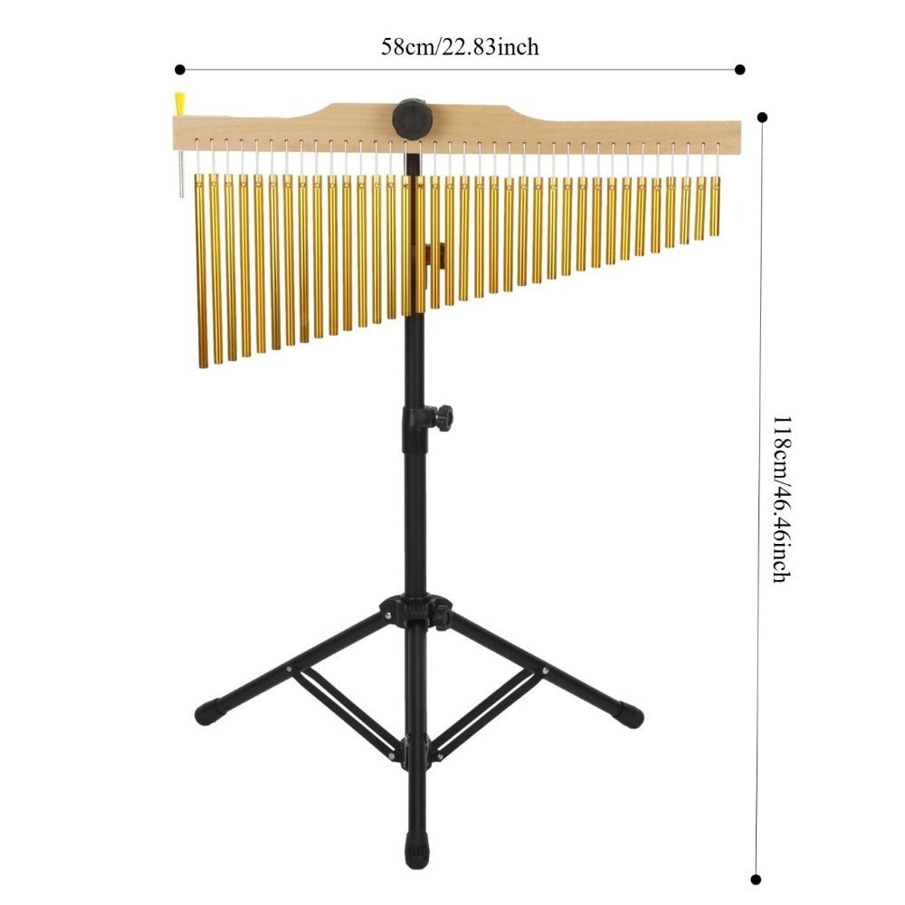 Carrillón de viento de 36 tonos con soporte, instrumento de percusión de aluminio prémium, la mejor opción de regalo, equipado con cuerda de repuesto adicional
