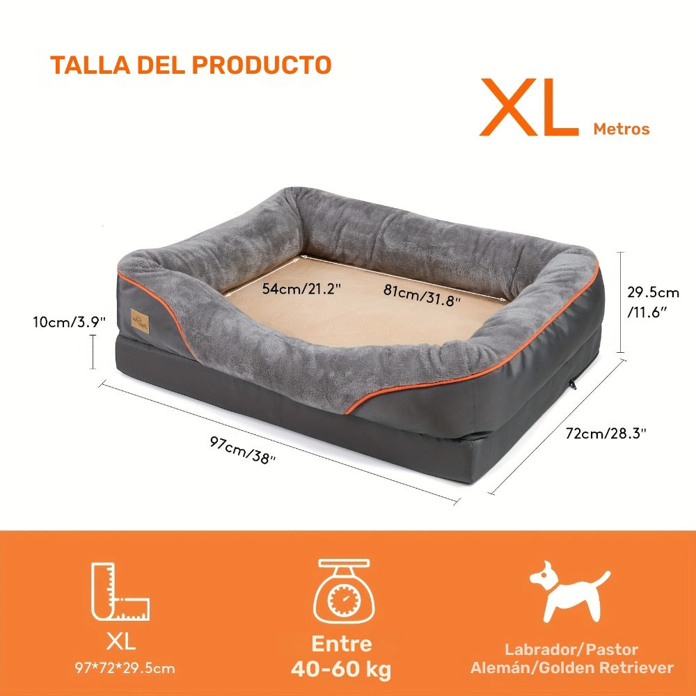 Cama ortopédica extragrande para perro, cama para mascotas de espuma de esponja, con funda lavable con cremallera, sofá tumbona para perros, para perros grandes y jumbo, regalo de juguete con chirrido, XL-3XL