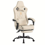 Silla de Juego y Oficina, Silla de Computadora con Reposapiés, Reposacabezas y Soporte Lumbar, Silla Ergonómica, Silla Giratoria y Ajustable en Altura, Opciones en Gris, Beige, , Marrón y Verde