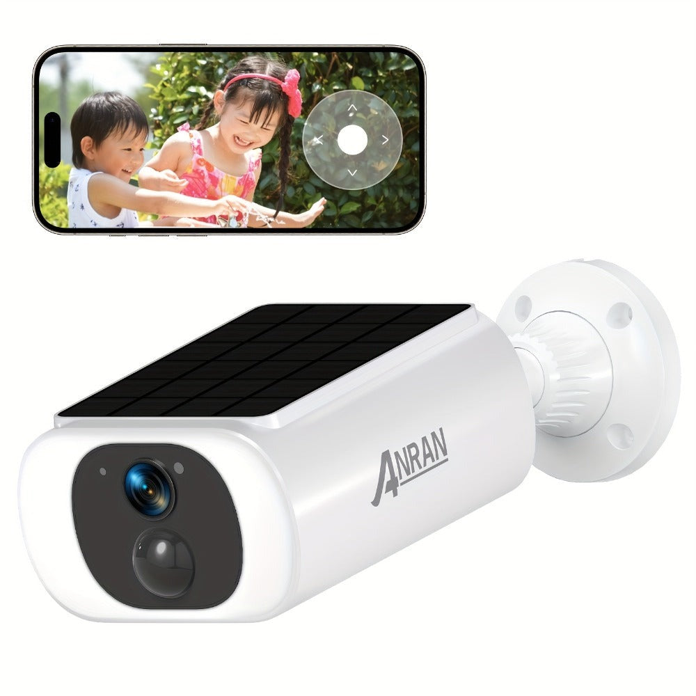 Cámara de Seguridad Solar ANRAN 2K, Ideal para Protección de Jardín, WiFi y Sin Cables para Exteriores, Alimentada por Batería, IP65, Visión Nocturna a Color, Detección de Movimiento PIR, Audio Bidireccional para Comunicación Inmediata