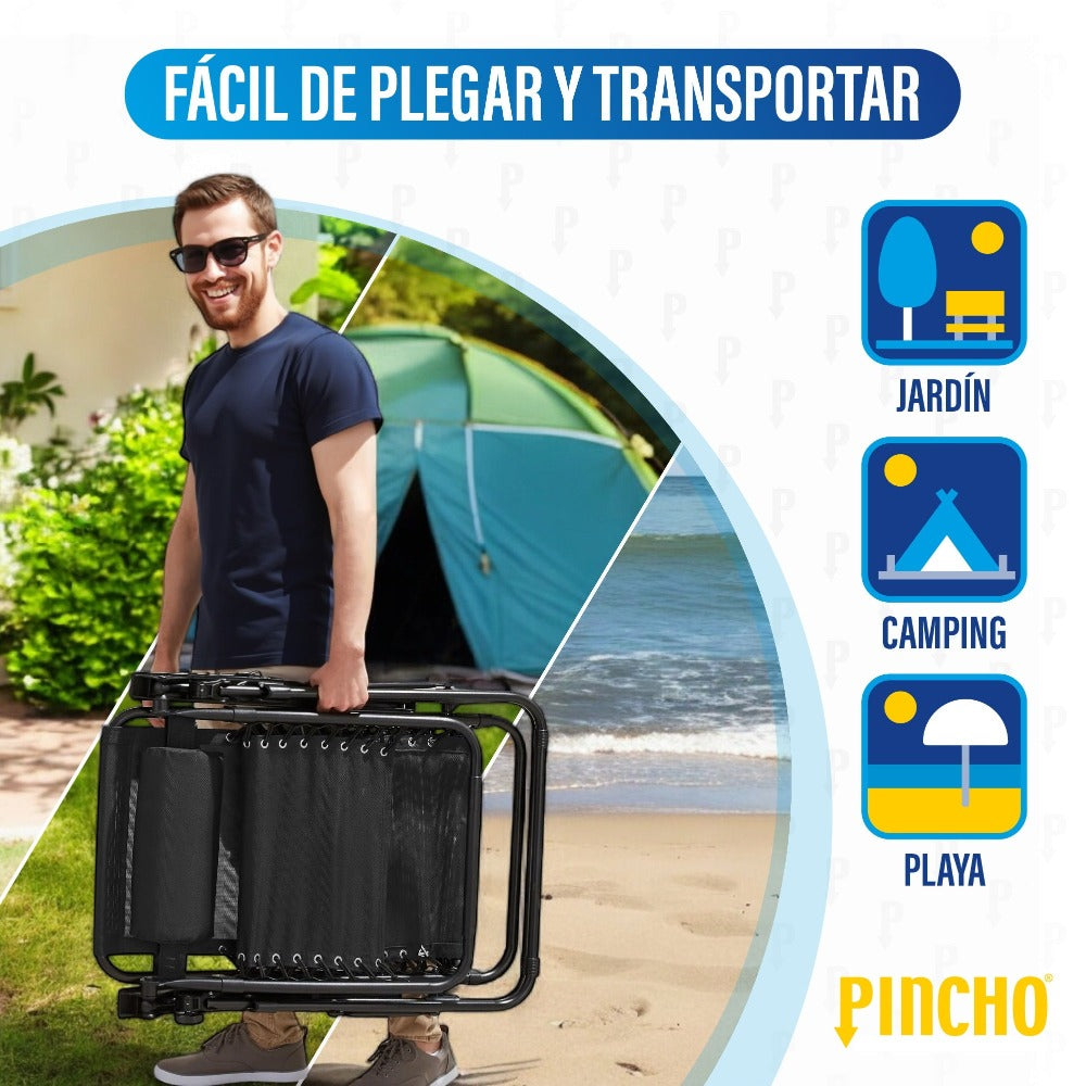 Tumbona Jardin Exterior Plegable Gravedad Cero - Pack 2 Sillas Reclinables o Hamacas para Playa, Terraza y Camping con Portavasos, Ligeras y Cómodas