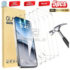 5 protectores de pantalla de vidrio templado HD blanco para Apple Serie 17, extremo brillante, dureza 9H, resistente a rayones, instalación sin burbujas, compatible con fundas de teléfono - Se adapta a 11/12/13/14/15/16/17 Pro Max, película protectora HD