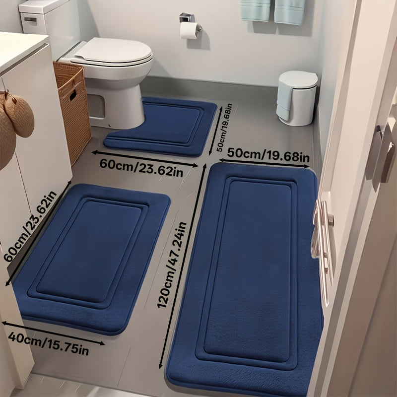 Juego de 3 alfombras antideslizantes para baño, tapete de baño grueso súper absorbente, almohadilla suave de secado rápido, con tapete de inodoro en forma de U, tapete para piso de baño, tapete de ducha, bañera, habitación de ducha, suministros de baño, d