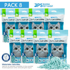 BPS Arena de Tofu para Gatos aglomera 6L Pack de 8 Bolsas- Sin Polvo Fácil de Aglomerar y Controla Olores - Biodegradable y Segura para Gatitos