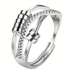 Anillo de ansiedad para mujer, anillo giratorio de acero inoxidable, anillo de meditación ajustable