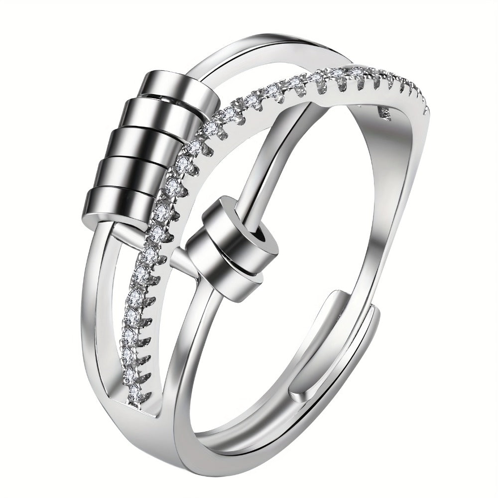 Anillo de ansiedad para mujer, anillo giratorio de acero inoxidable, anillo de meditación ajustable