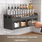 Organizador de especias de acero inoxidable de pared, almacenamiento multifuncional de cocina, especiero , especiero con frascos para especias