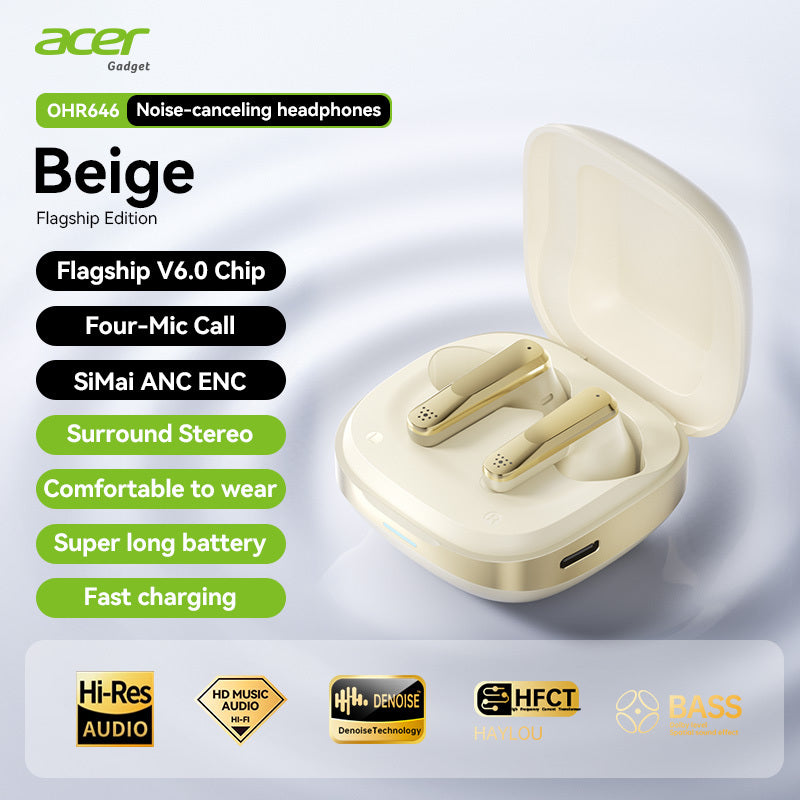 Auriculares Bluetooth | [Acer] Nuevos Auriculares Inalámbricos con Cancelación Activa de Ruido: Espera Ultra Larga, Mini Portátiles, Ajuste