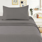 Juego de Sábanas Ligero Suave Fresca 4 Piezas para Cama de 90/105/135/150 cm – 100%Microfibra – Incluye Sábana Bajera Ajustable con borde elástico de 25 cm de profundidad, Sábana Encimera y 2 Fundas de Almohada – Suave, Transpirable y Confortable