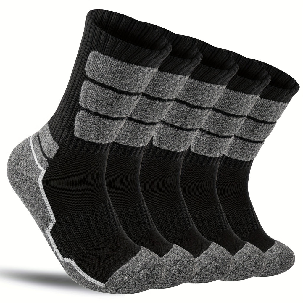 5 Pares de Calcetines de Lana para Hombres y Mujeres - Soporte de Compresión, Transpirables, Absorbentes de Sudor, Medias Acolchadas con Diseño a Rayas - Pack Multicolor para Regalos (Navidad, Halloween, San Valentín), Equipamiento para Aventuras al Aire